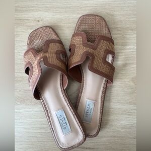 Steve Madden Brown Woven Slide Mules